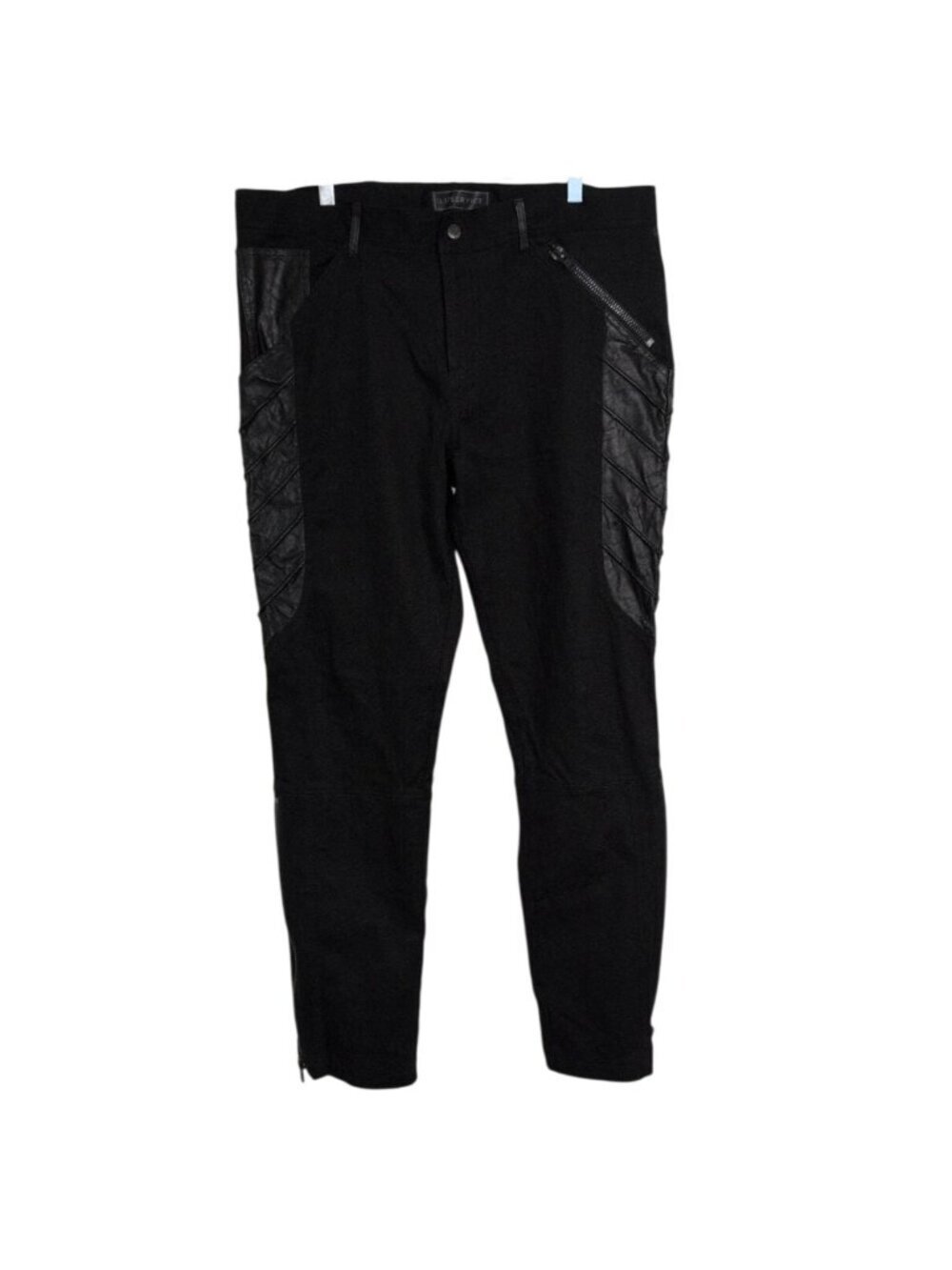 Lip Service Moto Denim Jeans Mens Size 38 Black Faux Leather Detail Punk Goth